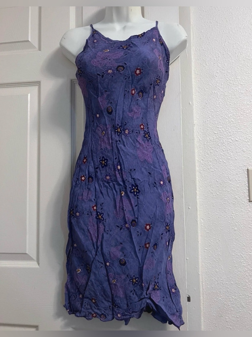 Vintage 90s Byer Too Purple Floral Asymmetrical Slip Dress